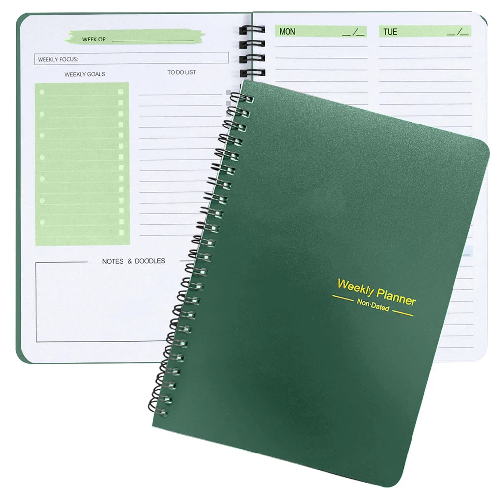 Agenda, Planejador, Caderno de Eficiência, Diário Diário Semanal Mensal para Estudantes, Escola, Escritório, Suprimentos de Papelaria.