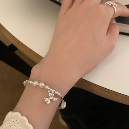 Esterlina Bracelete de Zircônia Coração Amor para Mulheres, Laço Estrelas, Corrente de Osso de Cobra, Joias de Presente