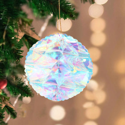 Pendente de Bola de Favo de Mel com Filme Neon Star para Decoração de Natal, Pendant de Natal Noel, Decoração para Festa de Ano Novo 2025.