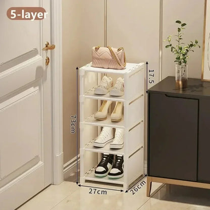 Organizador de Sapatos de Múltiplas Camadas
Prateleira para Sapatos, Organizador de Sapatos, Rack Economizador de Espaço para Cantos de Parede, Estante Empilhável, Armário Ajustável para Economia de Espaço.