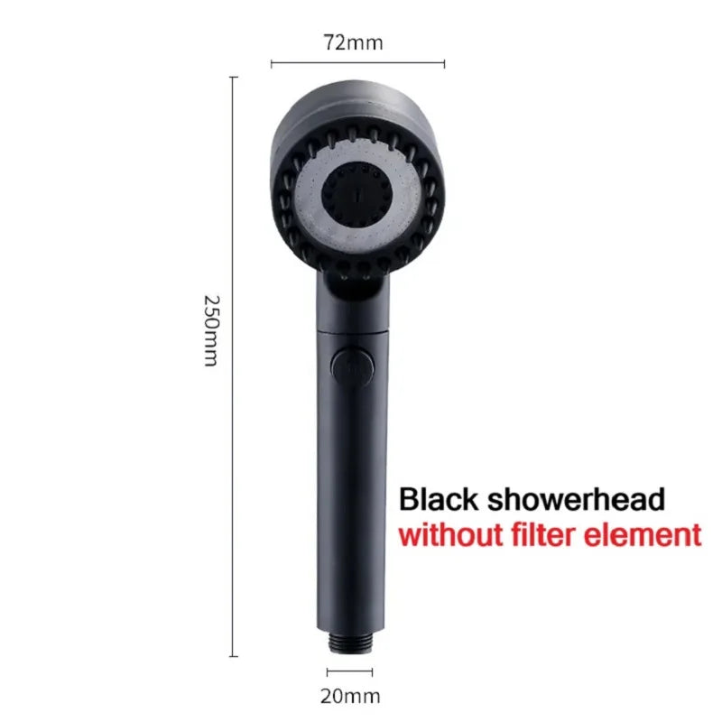 Cabeça de Chuveiro com Filtro de Alta Pressão - Spray Ajustável em 3 Modos com Escova de Massagem, Chuveiro de Chuva, Acessórios para Banheiro