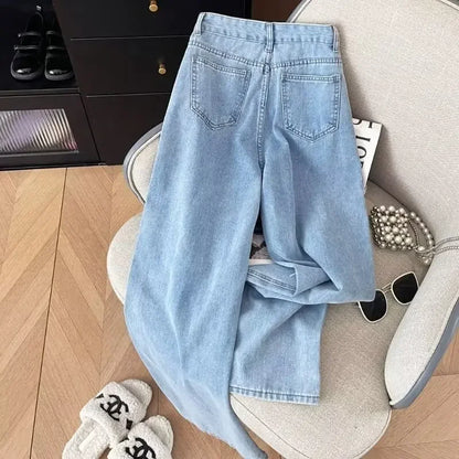 Jeans de Cintura Alta Modeladora para Mulheres, Nova Chegada de Verão, Calças Retas Longas com Design Fashion e Estilo Doce e Apimentado