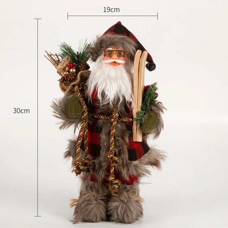 Decorações de Natal: Bonecos de Papai Noel Rosa em Pé, Estátuas de Natal, Enfeites para Decoração de Feriado, Ornamentos para Decoração de Janela.