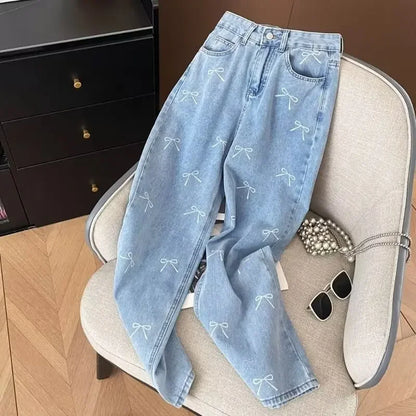 Jeans de Cintura Alta Modeladora para Mulheres, Nova Chegada de Verão, Calças Retas Longas com Design Fashion e Estilo Doce e Apimentado