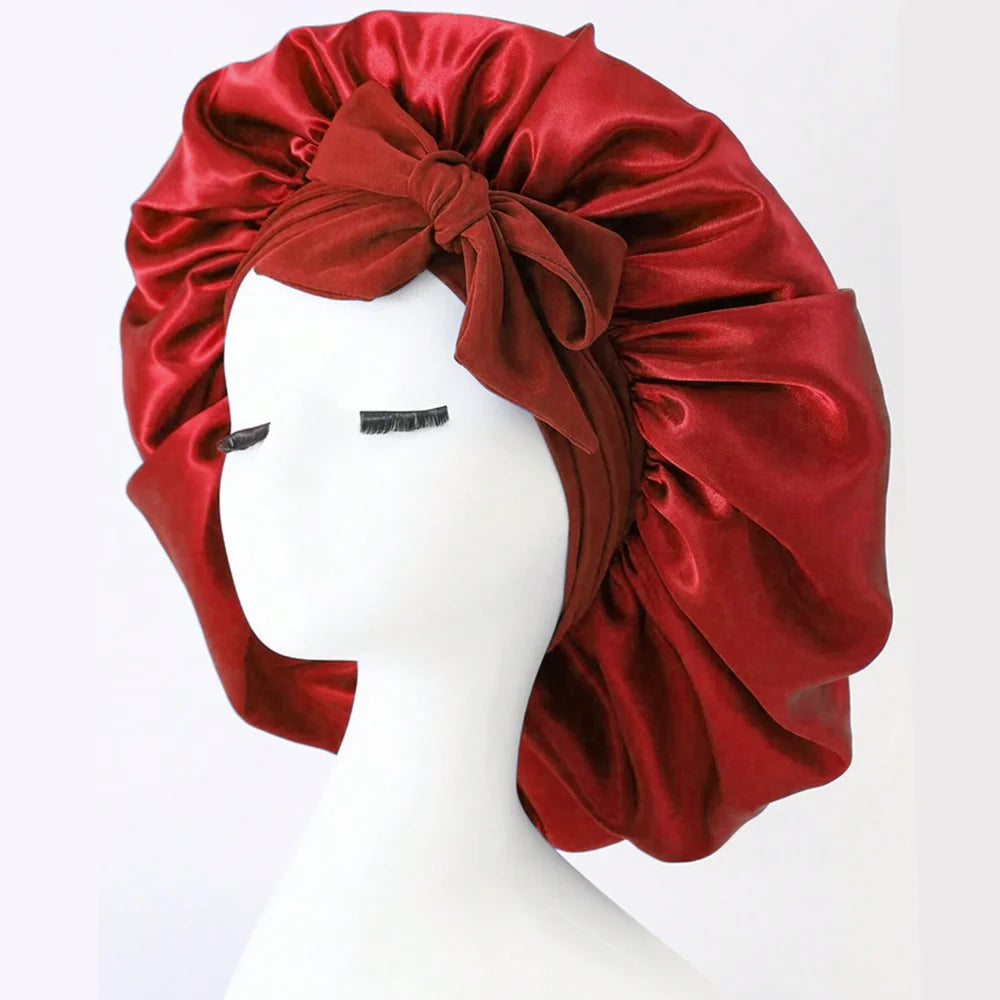 Touca de Cetim, Touca de Seda Ajustável para Dormir, Touca com Faixa para Cabelo, Toucas para Mulheres e Homens