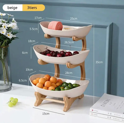 Prato de Frutas 2/3 Camadas para Casa, Sala de Estar, Prato de Plástico para Lanches, Cesta Criativa e Moderna para Frutas Secas, Prato para Doces, Suporte para Bolo, Tigela para Salada
