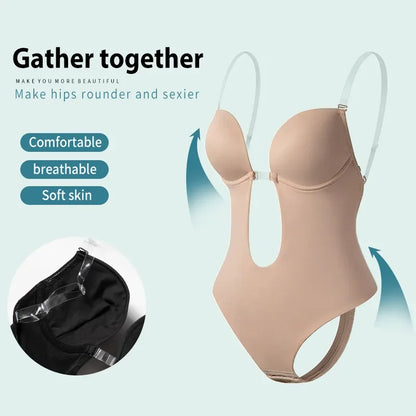 Modelador Corporal Feminino, Body Sem Costas com Sutiã, Fio Dental Invisível, Modeladores de Barriga, Shapewear de Controle de Barriga, Cintura Firme, Roupa Íntima Modeladora