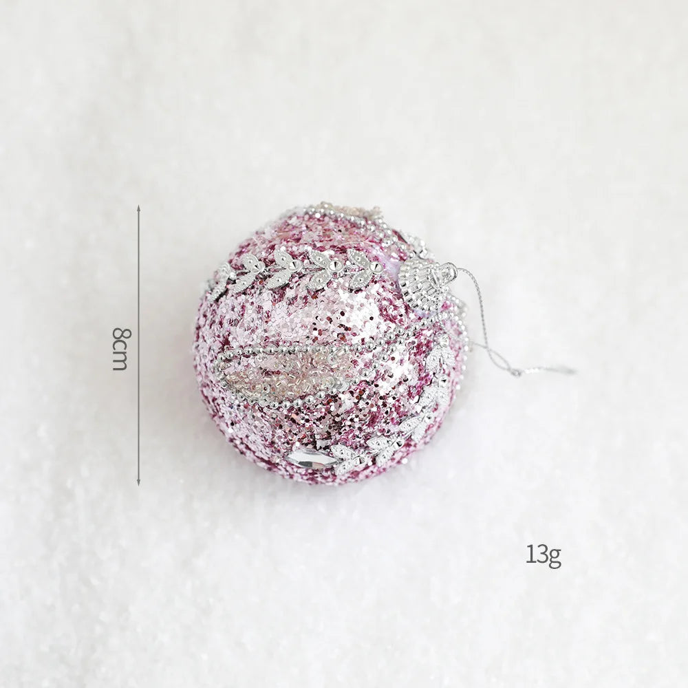 Série Rosa de Enfeites de Natal: Estrelas, Correntes de Contas, Bolas de Espuma, Placas de Nome, Laços, Cogumelos, Pingentes para Árvore de Natal, Decoração Romântica para Casa.