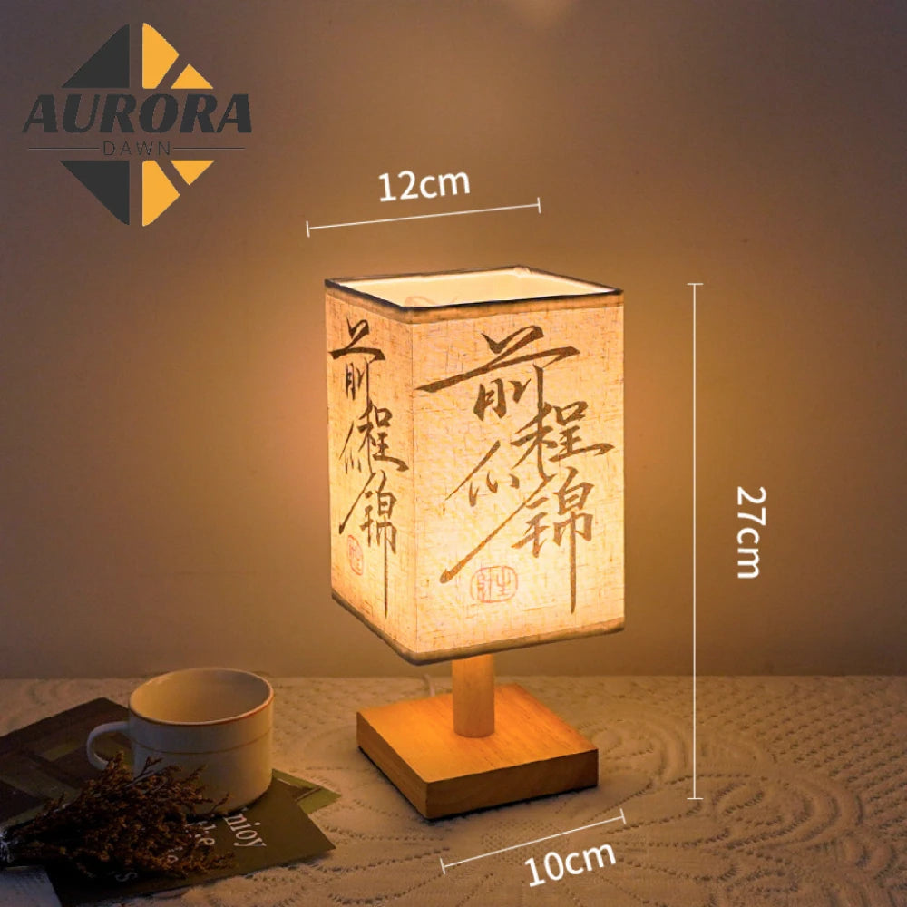 Luminária de Mesa Retro em Madeira - Estilo Chinês para Quarto e Escritório