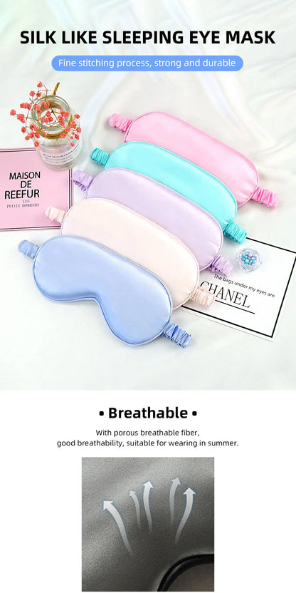 Máscara para os Olhos de Seda Imitada, Máscara de Dormir, Tampão para os Olhos, Máscara de Viaje, Cobertura para os Olhos, Escudo de Dormir, Ferramentas de Cuidados com os Olhos Macias.