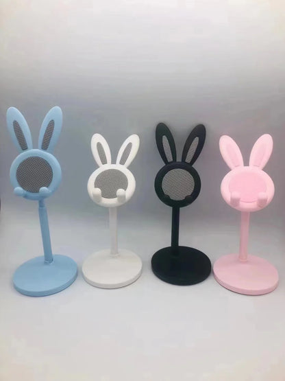 Suporte de Celular Rosa para Desktop, Suporte Ajustável Suporte de Mesa com Design de Coelho Fofo.