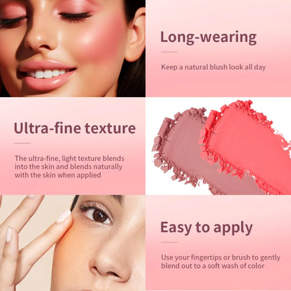 Paleta de Blush Fosco em Relevo - Blush Facial de Alta Pigmentação em Tons Rosados e Corais para Bochechas, Acabamento Suave