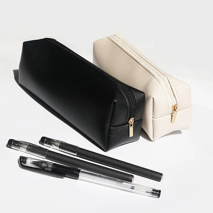 Estojo de Lápis Personalizado para Escritório e Negócios, Caixa Simples com Zíper para Estudantes, Porta-canetas, Gravação de Iniciais, Estojo para Pincéis de Maquiagem, Bolsa de Armazenamento de Cosméticos.