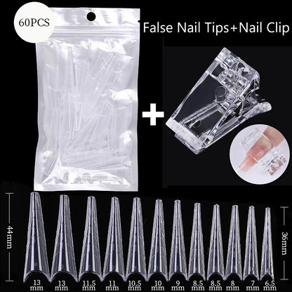Conjunto de Ferramentas para Manicure com Tips de Unhas Falsas para Extensão, Ponta Acrílica, Unhas Falsas de Gel UV, Moldes para Construção Rápida, Tips de Cobertura Completa e Escultura.