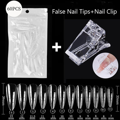 Conjunto de Ferramentas para Manicure com Tips de Unhas Falsas para Extensão, Ponta Acrílica, Unhas Falsas de Gel UV, Moldes para Construção Rápida, Tips de Cobertura Completa e Escultura.