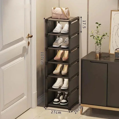 Organizador de Sapatos de Múltiplas Camadas
Prateleira para Sapatos, Organizador de Sapatos, Rack Economizador de Espaço para Cantos de Parede, Estante Empilhável, Armário Ajustável para Economia de Espaço.