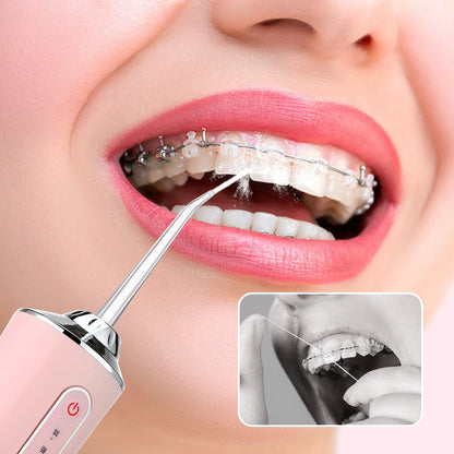 Irrigador Oral Portátil, Floss Dental com Jato de Água Recarregável por USB, 4 Pontas de Jato, 220ml, 3 Modos, IPX7, 1400rpm.