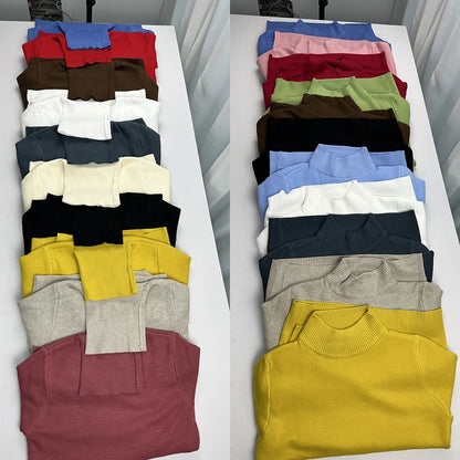 Suéter Feminino de Inverno com Gola Alta, Forrado com Veludo para Maior Aquecimento. Pulôver de malha grosso e ajustado, ideal para um look elegante e confortável no inverno. Perfeito para manter-se aquecida com estilo