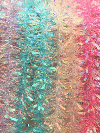 Guirlanda de Natal rosa, guirlanda de envolvimento de papel alumínio, guirlanda de glitter, decoração de árvore de Natal, casamento e festa