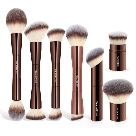 Pincéis de Maquiagem  com Dupla Cabeça, Pincel para Base, Pó, Corretivo, Blush, Bronzer, Pincel de Maquiagem com Cerdas Macias, Ferramentas de Beleza Cosméticas