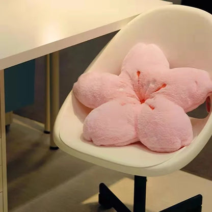 Cushion de pétalas de cereja rosa Ins, almofada para quarto feminino, decoração de sala de estar, almofada para assento de janela bay, tatami, almofada de flor de cerejeira de pelúcia.