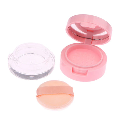 1PC Caixa de Pó Plástica Portátil, Recipiente Vazio para Pó Solto com Peneira, Espelho e Peneira Cosmética, Frasco para Maquiagem de Viagem.