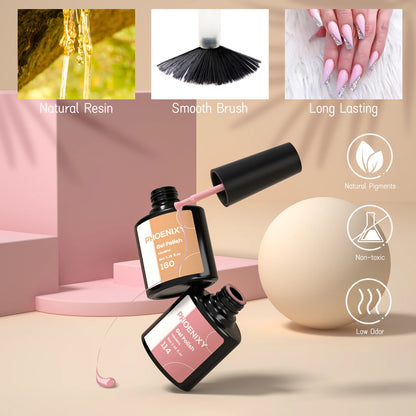 Kit de Unhas Phoenixy Profissional - Conjunto com 20/8 Cores de Gel Polish para Unhas com Lâmpada Secadora de Unhas de 36W e Ferramentas de Design de Unhas - Kit de Unhas Semi-permanente