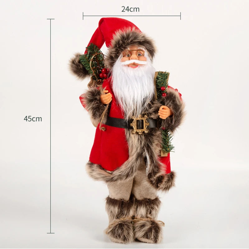 Decorações de Natal: Bonecos de Papai Noel Rosa em Pé, Estátuas de Natal, Enfeites para Decoração de Feriado, Ornamentos para Decoração de Janela.