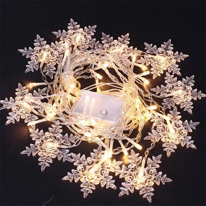 Luzes de Natal para Decoração Externa, Luzes LED em Forma de Floco de Neve, Cortina de Luzes em Corda para Festa, Jardim e Beirais.