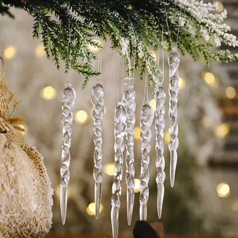 12-36 peças de Decorações de Cristal Acrílico em Forma de Cacho de Gelo para Árvore de Natal, Enfeites Transparentes para Pendurar, Decoração para Natal, Ano Novo e Festa de Inverno.