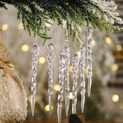 12-36 peças de Decorações de Cristal Acrílico em Forma de Cacho de Gelo para Árvore de Natal, Enfeites Transparentes para Pendurar, Decoração para Natal, Ano Novo e Festa de Inverno.