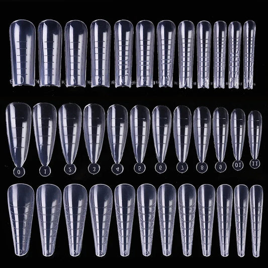 Conjunto de Ferramentas para Manicure com Tips de Unhas Falsas para Extensão, Ponta Acrílica, Unhas Falsas de Gel UV, Moldes para Construção Rápida, Tips de Cobertura Completa e Escultura.