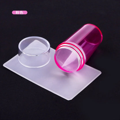 Kit de Carimbo de Silicone Transparente para Nail Art - Design Francês para Manicure - Placa de Carimbo, Polidor, Selador com Carimbo de Dois Lados e Raspador