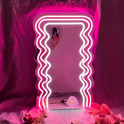 Espelho Neon Ondulado com LED USB