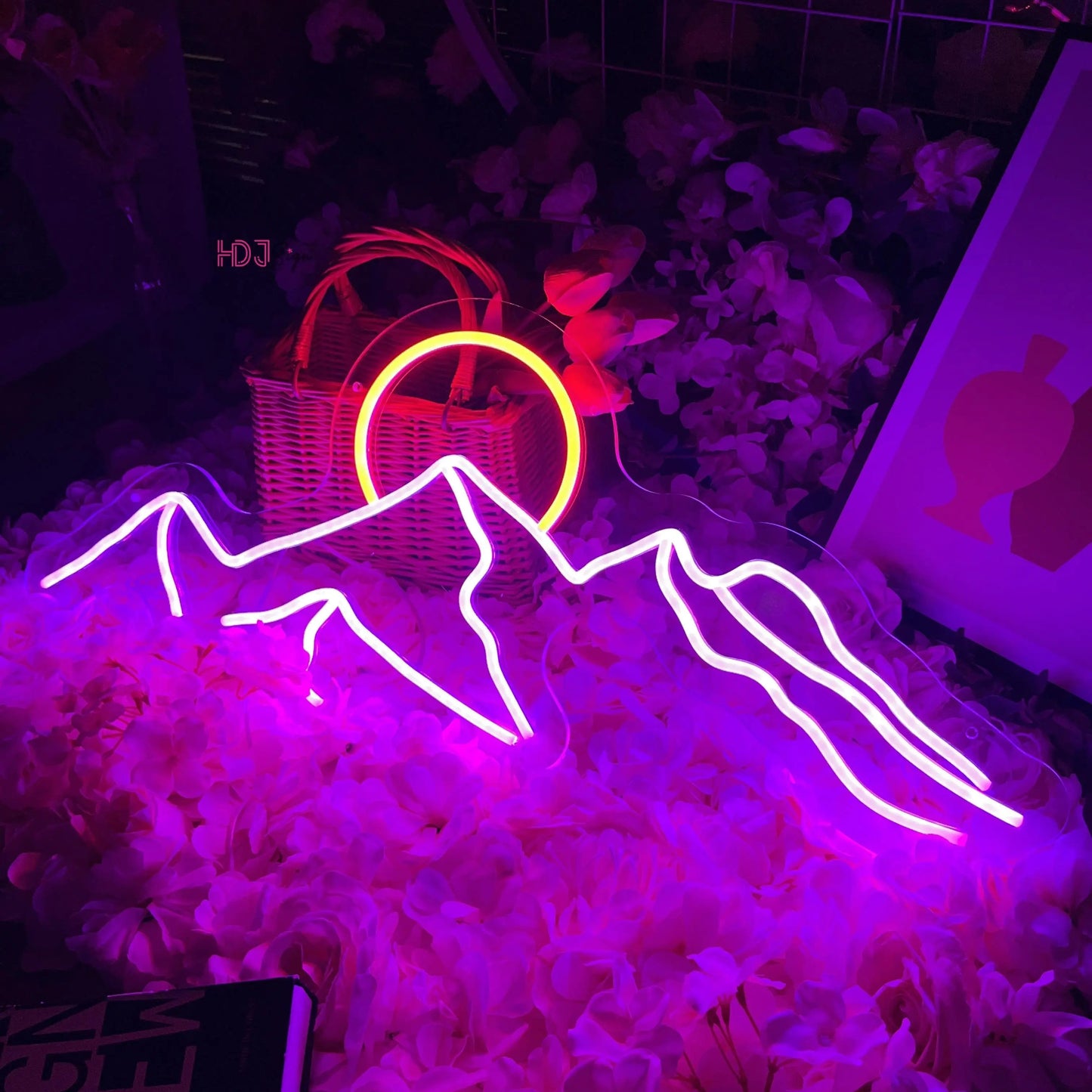 Letreiro de Neon LED Montanha e Sol, Lâmpada de Luzes Neon USB LED, Decoração de Parede para Casa, Quarto Infantil, Bar,