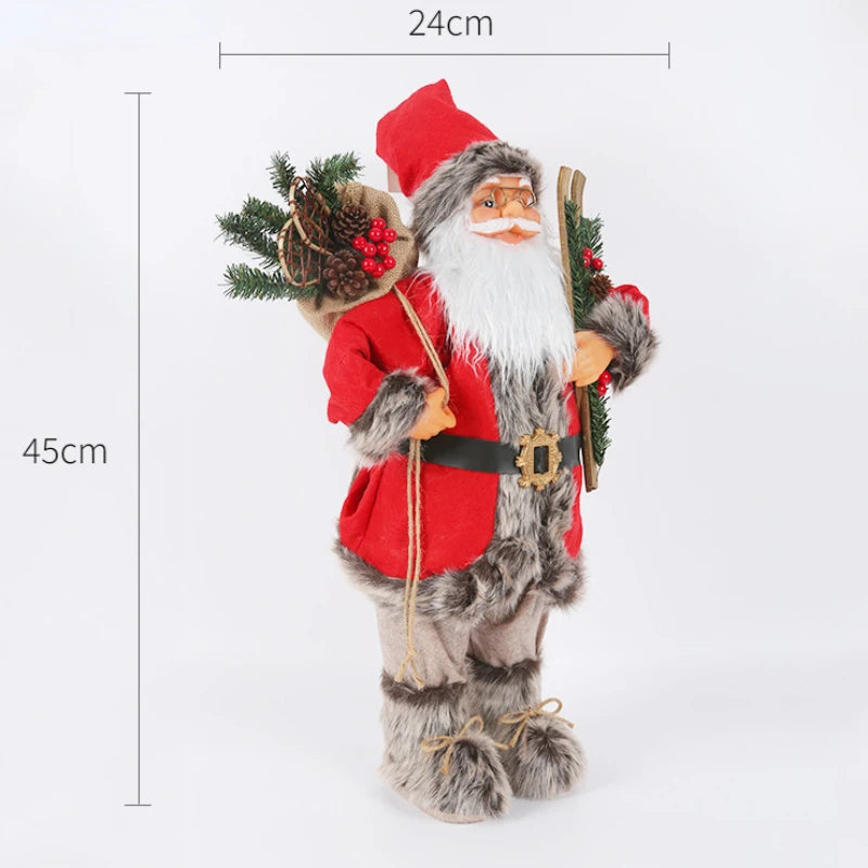 Decorações de Natal: Bonecos de Papai Noel Rosa em Pé, Estátuas de Natal, Enfeites para Decoração de Feriado, Ornamentos para Decoração de Janela.
