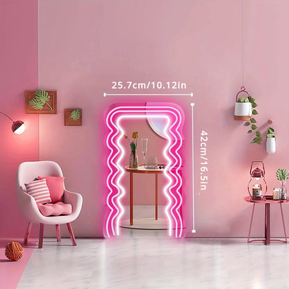 Espelho Neon Ondulado com LED USB