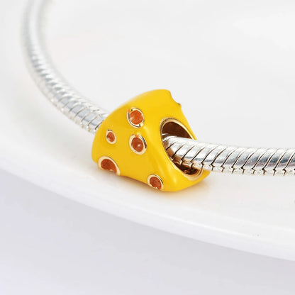 Charm 925 Prata com Banho de Ouro - Batatas Fritas e Peixinho Dourado para Pulseira Pandora