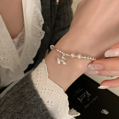 Esterlina Bracelete de Zircônia Coração Amor para Mulheres, Laço Estrelas, Corrente de Osso de Cobra, Joias de Presente