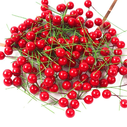 100 peças de Decoração de Natal com Berries Vermelhas para Guirlanda, Pequenas Bolas de Berries, Cérejas, Decoração para Sala de Estar, Frutos de Espuma Simulados Vermelhos.