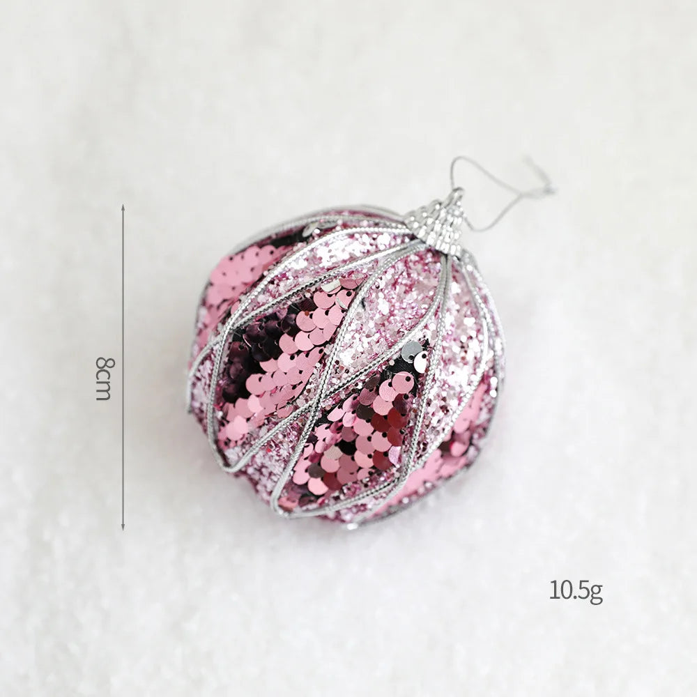 Série Rosa de Enfeites de Natal: Estrelas, Correntes de Contas, Bolas de Espuma, Placas de Nome, Laços, Cogumelos, Pingentes para Árvore de Natal, Decoração Romântica para Casa.
