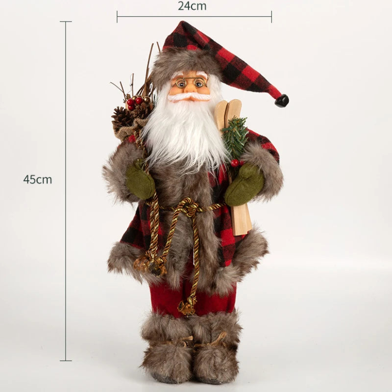 Decorações de Natal: Bonecos de Papai Noel Rosa em Pé, Estátuas de Natal, Enfeites para Decoração de Feriado, Ornamentos para Decoração de Janela.