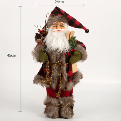 Decorações de Natal: Bonecos de Papai Noel Rosa em Pé, Estátuas de Natal, Enfeites para Decoração de Feriado, Ornamentos para Decoração de Janela.