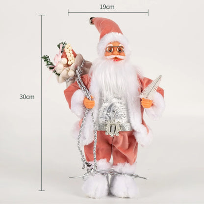 Decorações de Natal: Bonecos de Papai Noel Rosa em Pé, Estátuas de Natal, Enfeites para Decoração de Feriado, Ornamentos para Decoração de Janela.
