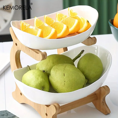 Prato de Frutas 2/3 Camadas para Casa, Sala de Estar, Prato de Plástico para Lanches, Cesta Criativa e Moderna para Frutas Secas, Prato para Doces, Suporte para Bolo, Tigela para Salada