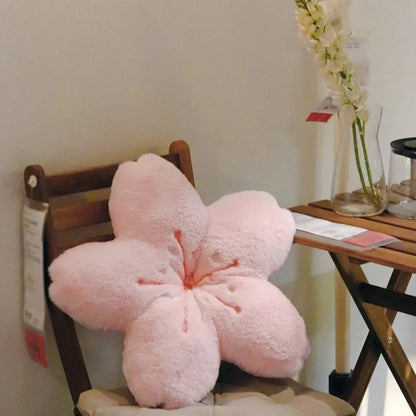 Cushion de pétalas de cereja rosa Ins, almofada para quarto feminino, decoração de sala de estar, almofada para assento de janela bay, tatami, almofada de flor de cerejeira de pelúcia.
