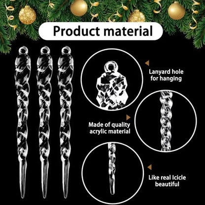 12-36 peças de Decorações de Cristal Acrílico em Forma de Cacho de Gelo para Árvore de Natal, Enfeites Transparentes para Pendurar, Decoração para Natal, Ano Novo e Festa de Inverno.