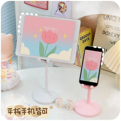 Suporte de Celular Rosa para Desktop, Suporte Ajustável Suporte de Mesa com Design de Coelho Fofo.