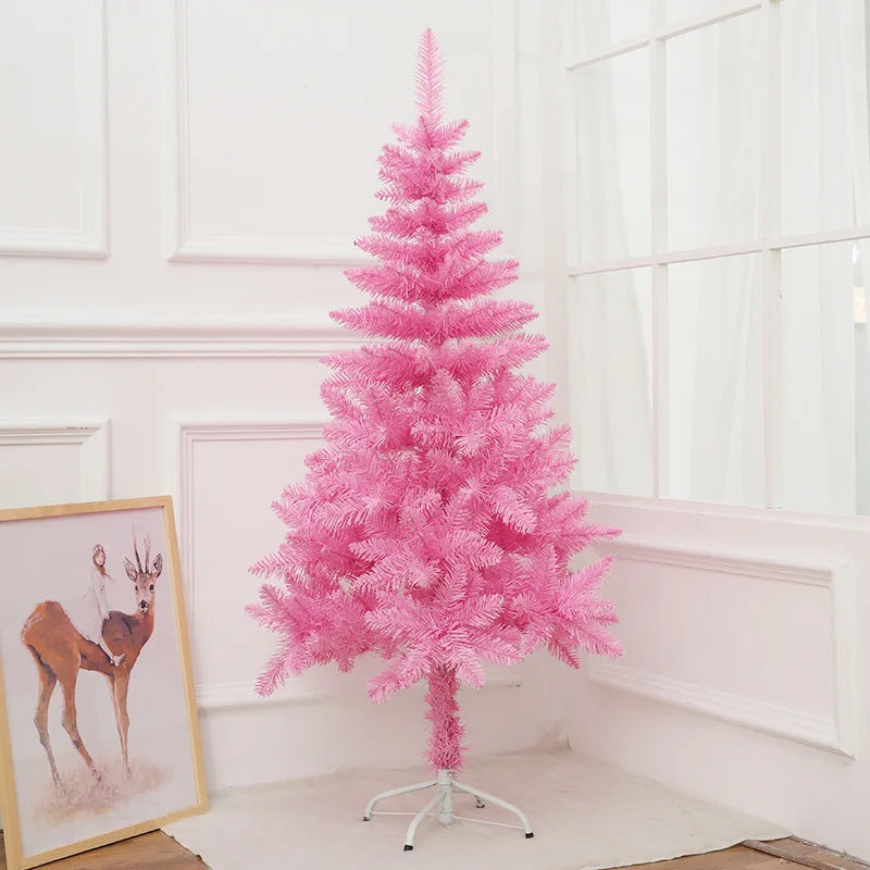 Árvore de Natal Artificial com Base – Árvore de Natal Rosa para Decoração de Fim de Ano, Casa, Escritório, Festa, Presente de Natal, Suprimentos para Decoração de Natal.