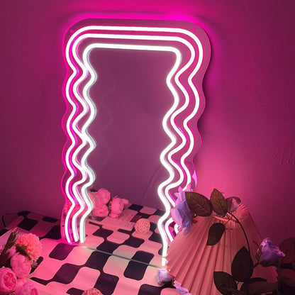 Espelho Neon Ondulado com LED USB